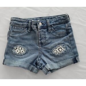 Denim Kids Shorts with Lace Accents